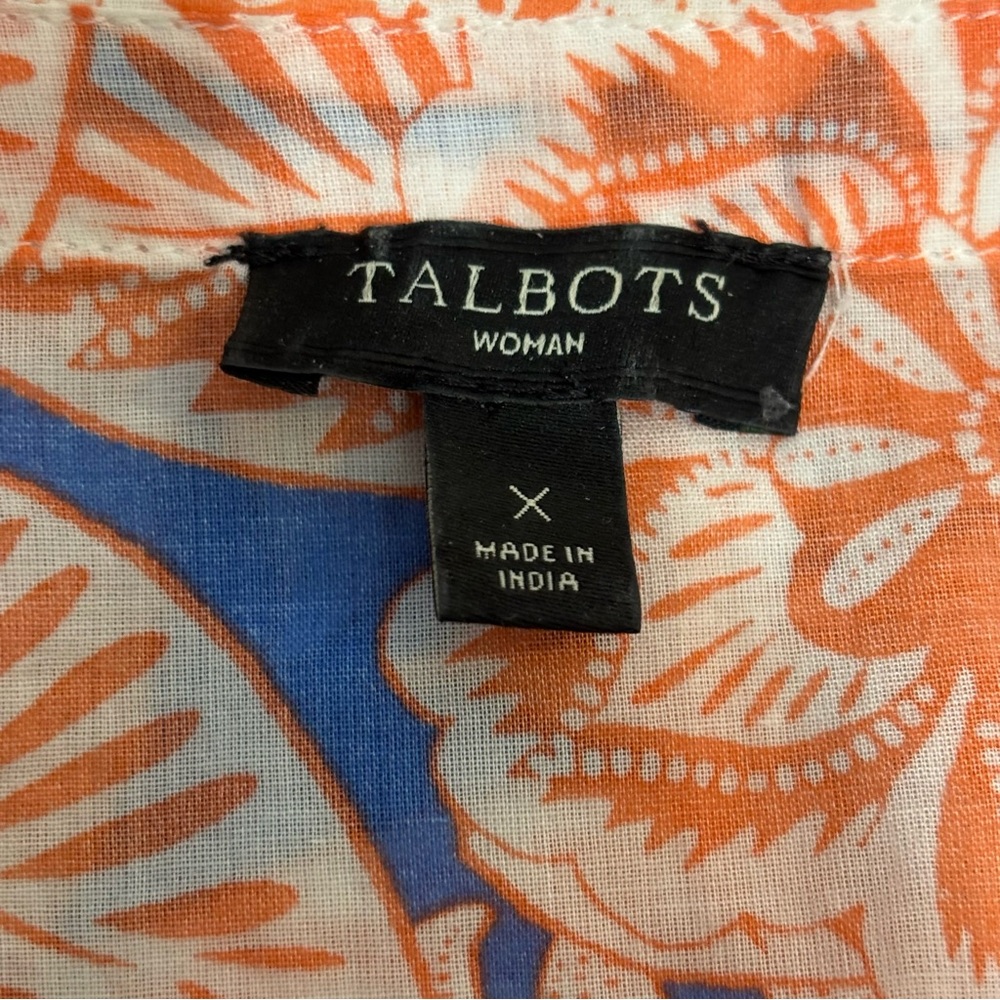 TALBOTS Blue & Orange Floral Embroidered Sleeveless Top Size X - Picture 5 of 6